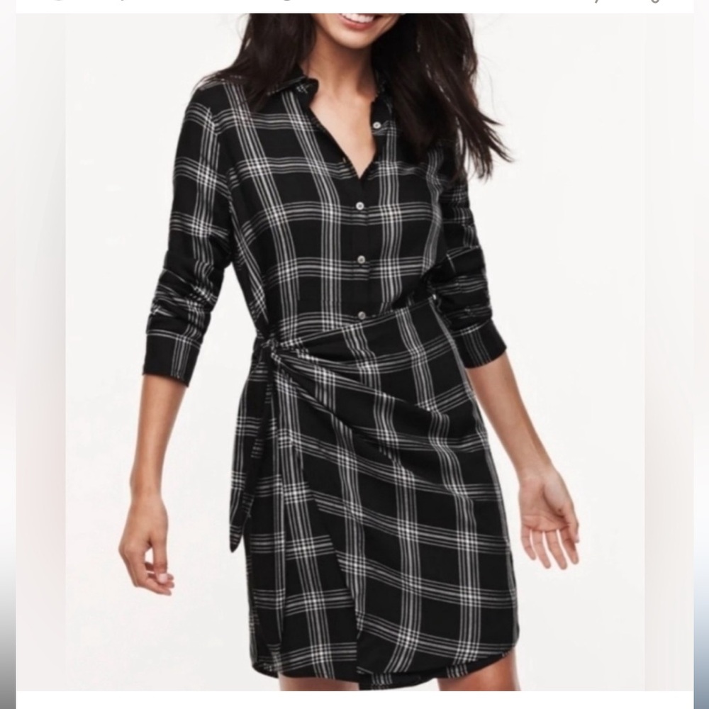 UNTUCKit Black & White Plaid Shirt Dress
